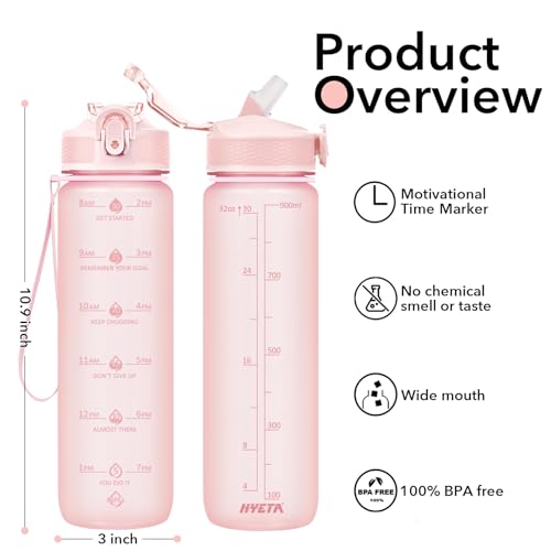 Plastic Water Bottle With Straw & Time Marker