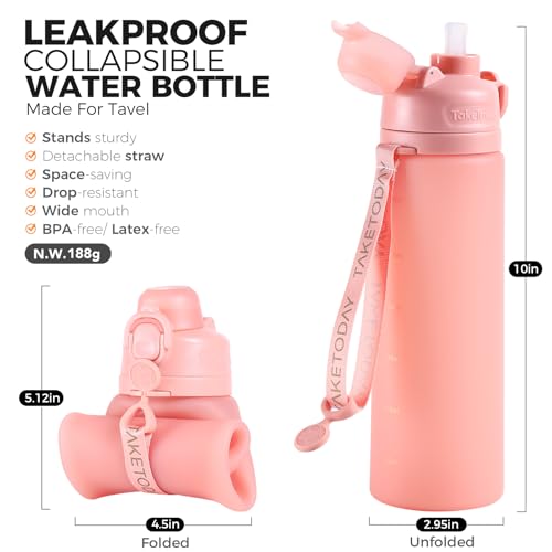 Collapsible Water Bottles with Straw for Travel