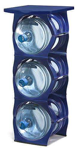 Blue Water Bottle Rack for 3 Bottles Plus Top Shelf