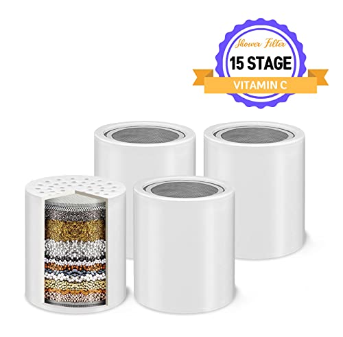 Shower Filter Replacement Cartridges for Hard Water 15 (4 Count)