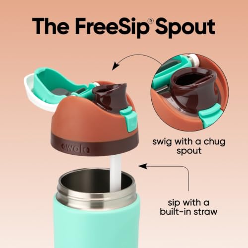 FreeSip Kids Stainless Steel Water Bottle 16 oz Mint Chocolate