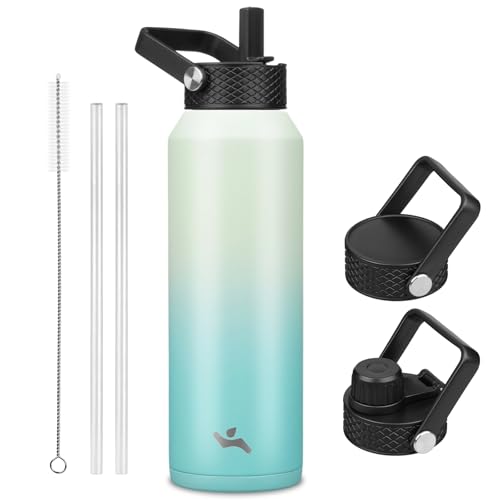 40 oz Insulated Stainless Steel Water Bottle with 3 Lids