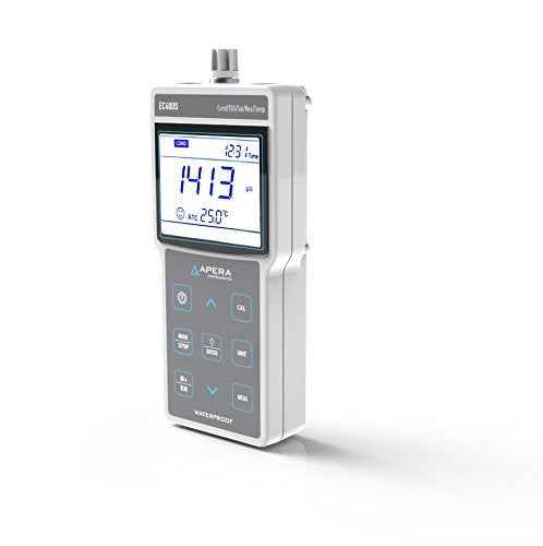 Apera Instruments AI422 EC400S Portable EC (Conductivity)/TDS/Salinity/Resistivity) Meter Kit, GLP Data Management (500 Groups of Data Storage), USB Data Output, 1.3" Height, 3.4" Wide, 7" Length