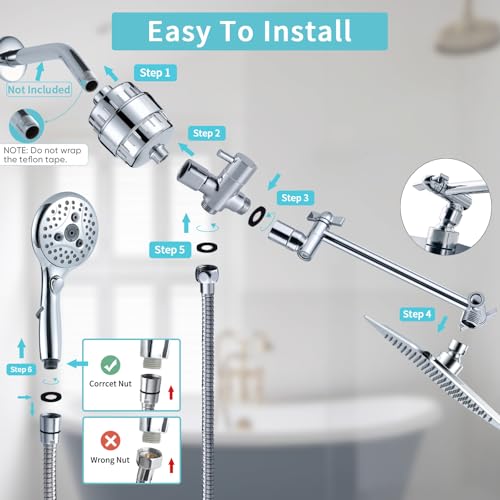 8'' Dual 20 Stage Filtered Shower Head with Handheld