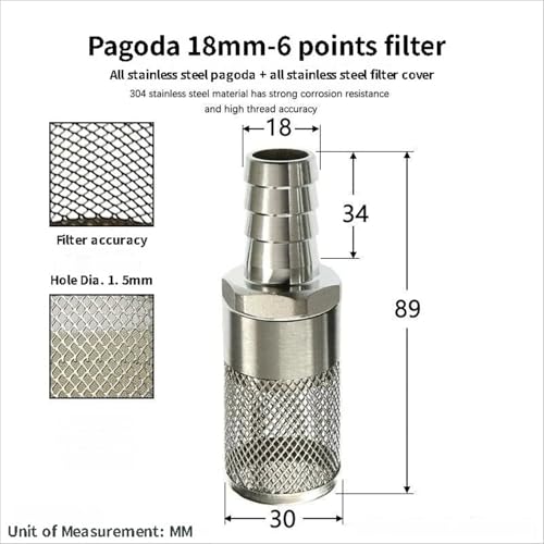 304 Stainless Steel Water Pump Filter Hose End Strainer Barbed Inline Mesh Screen
