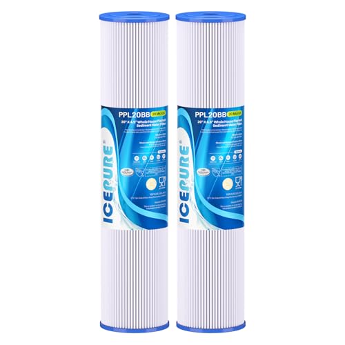 20 Micron 20" x 4.5" Whole House Pleated Sediment Filter for Well Water (2 Count)