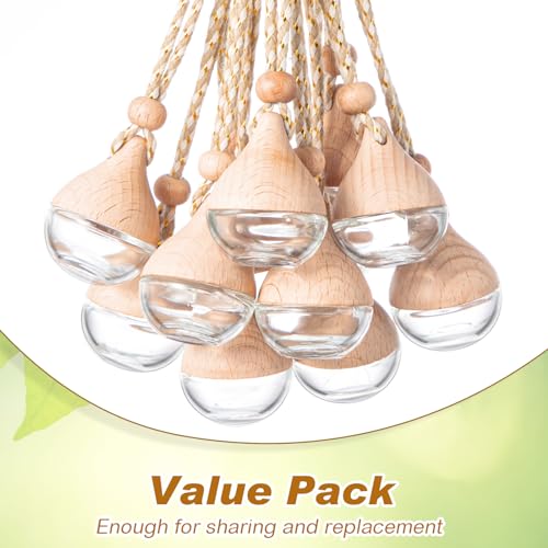 50 Pcs Hanging Car Air Freshener Car Diffuser Bottles Empty Glass Perfume Bottle Freshener Diffuser Bottle Pendant for Essential Oil Fragrance Aromatherapy Ornament (50 Count)