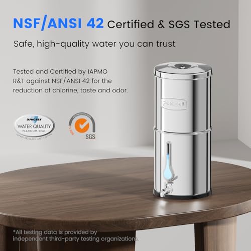 PFAS-Free 6-Stage Gravity Water Filter System with PC Water Level Window, Certified to Reduce Lead, Total PFAS (Forever Chemicals), Mercury, and Chlorine, SF-2.25G
