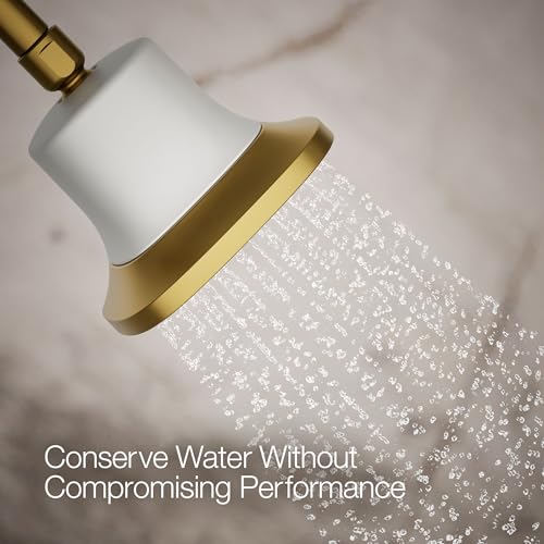 37722-G-2MB Cinq Square Single-Function Filtered Showerhead, Five-Layer Filtration, 1.75 GPM, Contemporary Design, Easy to Clean, Vibrant Brushed Moderne Brass