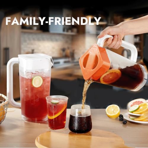 4 Pack 2L 68 oz Plastic Pitcher with Lid & Handle