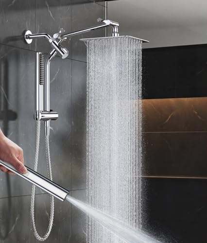 All Metal 8" Luxurious Rain Shower Head with Handheld