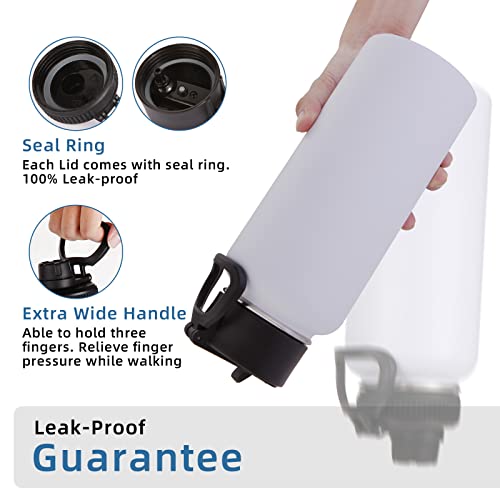 32oz Insulated Water Bottles Bulk 4 Pack with Straw Lid & Spout Lid (4 Count)