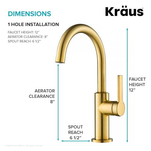 Oletto Single Handle Kitchen Bar Faucet in Brushed Brass