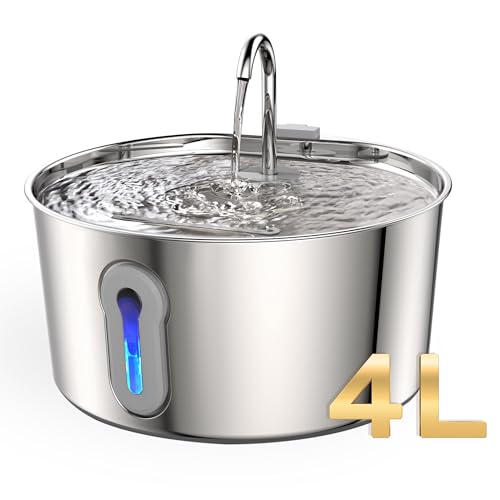 4L 135oz Large Cat Water Fountain Advanced 304 Stainless Steel with Detachable Tank (135 Ounce)