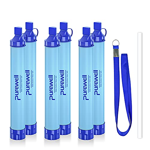 Outdoor Water Filter Personal Water Filtration Straw Emergency Survival Gear Water Purifier for Camping Hiking Climbing Backpacking (6 Count)