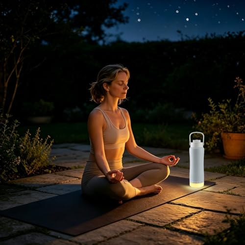 Stainless Steel Water Bottle with Camping Lantern & Night Light