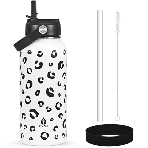 32oz Leopard Gifts Insulated Water Bottle for Women with Straw
