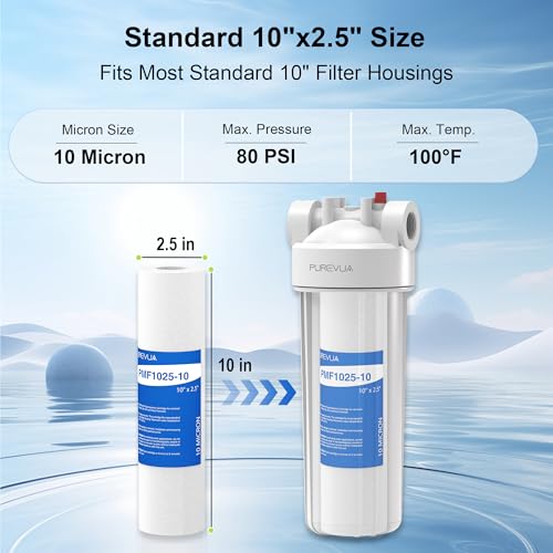 10 Micron 10" x 2.5" Sediment Water Filter Cartridge (6 Count)