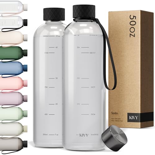 Large Water Bottle 50oz [Lightweight & Shatterproof] Fits Backpack & Cupholder for Travel