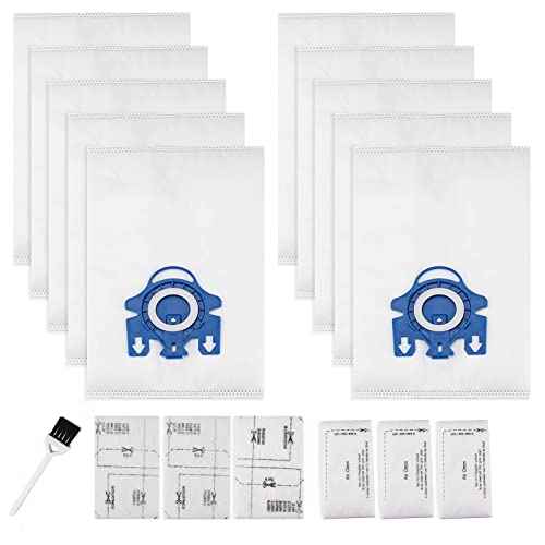 10 Packs 3D Airclean Bags Replacement for Miele GN Vacuum Cleaner Bags Fit for Miele Classic C2 C3 S2 S5 S8 S400 Series with Motor Protection Filters (10 Count)