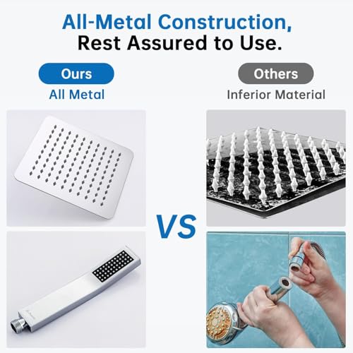 All Metal 10 Inches Rainfall Shower Head with Handheld Combo