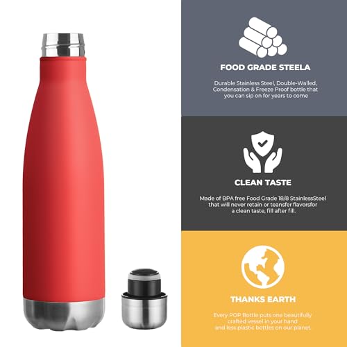 17oz Sport Water Bottle Vacuum Insulated Stainless Steel Leak (4 Count)