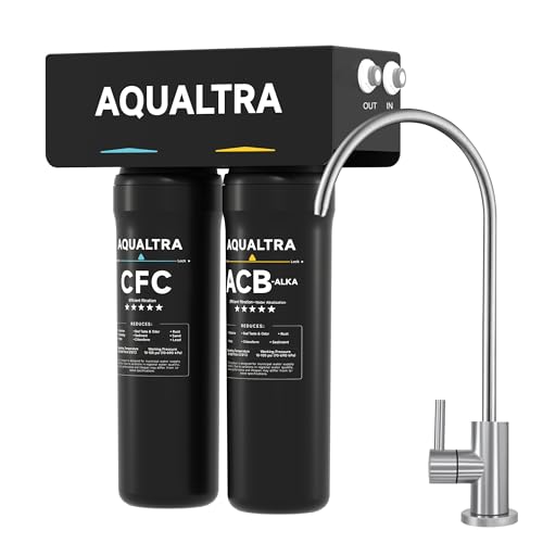 USF-2F-10 Slightly Alkaline Under Sink Filter System, 20K Gal with Faucet, Reduce PFOA, PFOS, Chlorine, Lead, Mercury, Chloramine, Fluoride, Microplastics Particles, Bad Taste & Odor