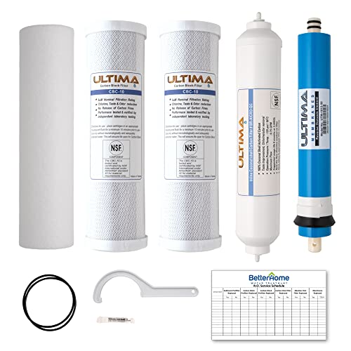 Ultima 7 VII 5 Stage Universal RO Under Sink Water Filter System Replacement Cartridges Includes 50 GPD Membrane and Quick Connect Post Carbon Filter…