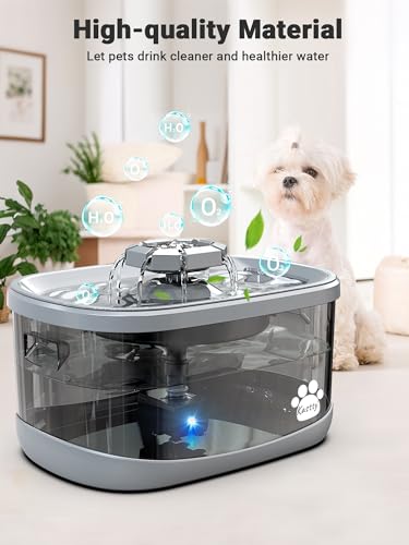 2.5Gal 9.5L Dog Water Fountain Extra Large Pet Water Fountain 3 Flow Modes Cat Water Fountain Larger Filter Filtration& Smart LED Pump& Safe Touch