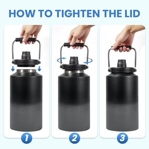 1 Gallon Water Bottle Insulated Stainless Steel Keeps Ice 48Hr