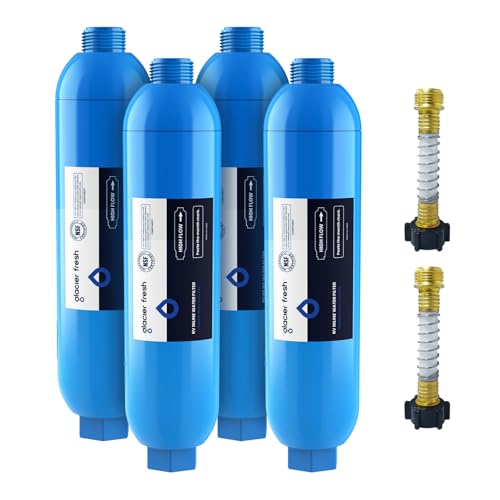 RV Marine Water Filter with 2 Flexible Hose Protectors 4 Pack (4 Count)