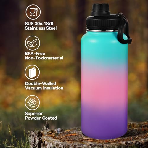 32 oz Insulated Water Bottle with 2 Lids