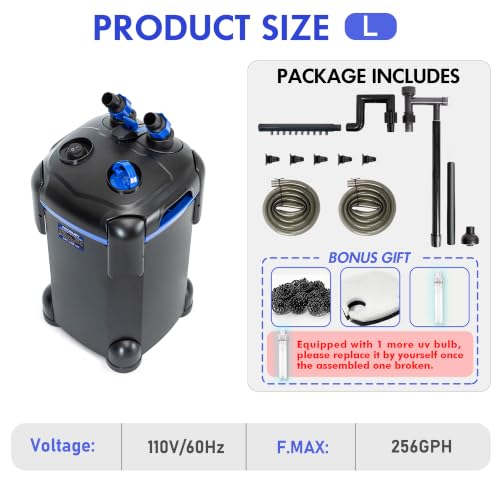 Ultra Quiet Canister Filter for Large Fish Tanks and Aquariums