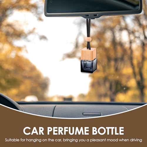 50 Pcs Hanging Car Air Freshener Car Diffuser Empty Glass Perfume Bottle Freshener Diffuser Pendant for Essential Oil Fragrance Aromatherapy Ornament (50 Ounce)
