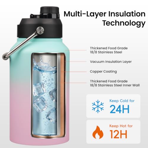 87 oz Insulated Stainless Steel Water Bottle Jug with Handle