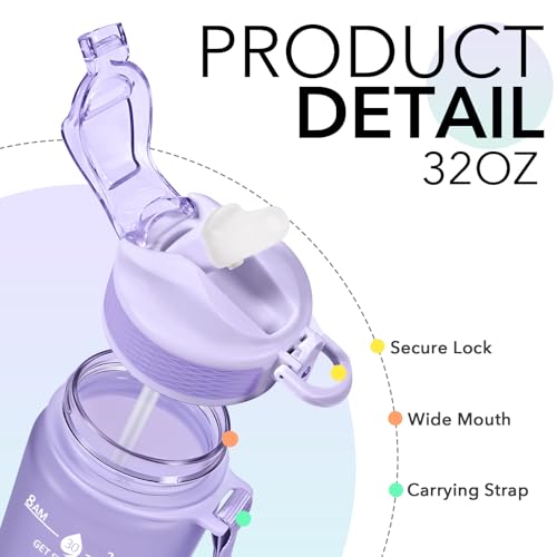 Plastic Water Bottle With Straw & Time Marker