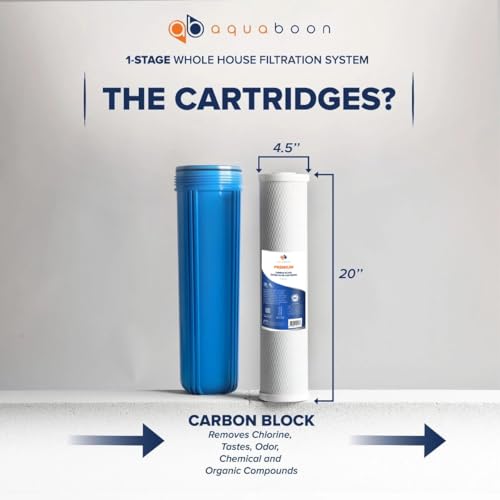 Whole House Water Filter System for Well Water with 5 Micron 20x4.5 Carbon Block Chlorine Reduction Cartrige