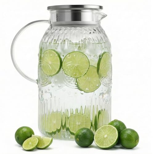 Vintage Glass Pitcher with Lid