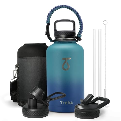 64 oz Water Bottle Stainless Steel with 3 Lids