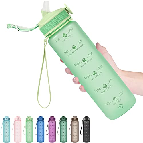 Plastic Water Bottle With Straw & Time Marker