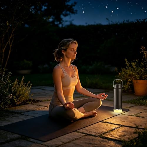 Stainless Steel Water Bottle with Camping Lantern & Night Light