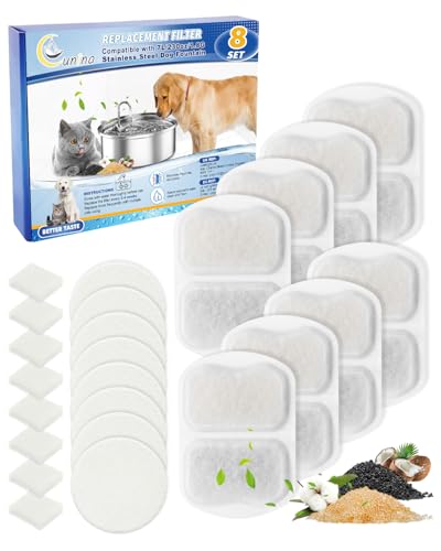 8 Set Dog Water Filter Replacement Compatible with oneisall 7L (24 Count)