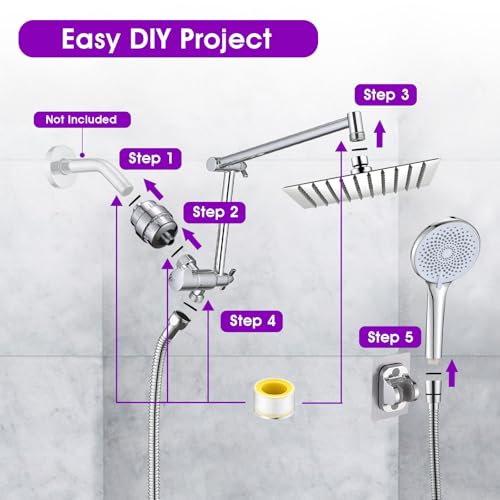 Filtered Shower Heads with Handheld Spray Combo