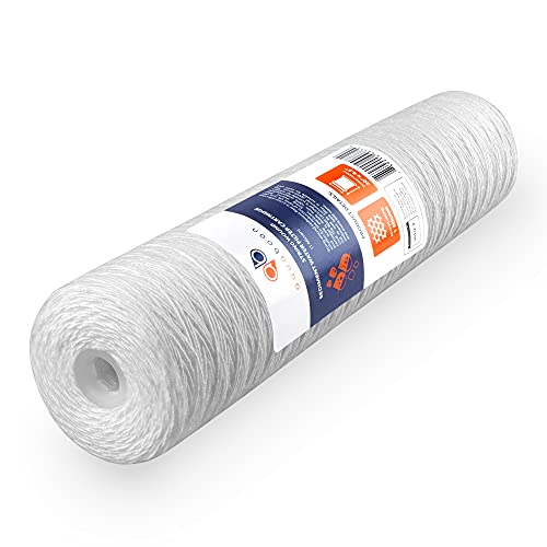 1 Micron Whole House 20" x 4.5" String Wound Water Filter Replacement Cartridge for Well Water Compatible with SWC (10 Count)