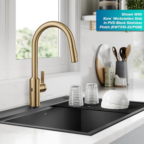 Brushed Brass Touchless Pull Down Kitchen Faucet KSF