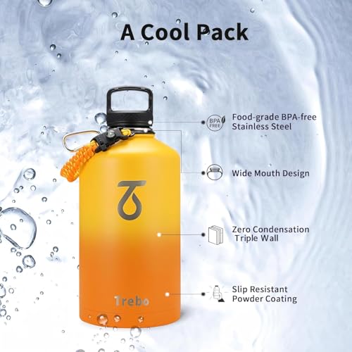 One Gallon Water Bottle Insulated with 3 Lids