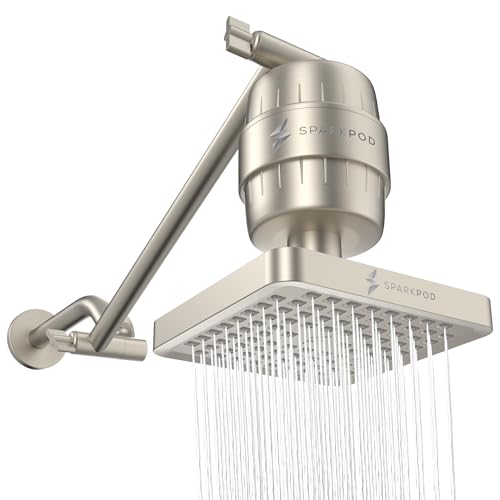 6" High Pressure Rain Shower Head with 23 Stage Filter Capsule & 11 Inch Adjustable Shower Arm Extension