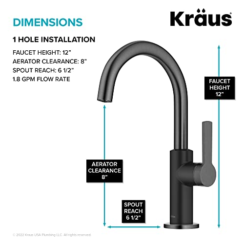Oletto Single Handle Kitchen Bar Faucet in Matte Black