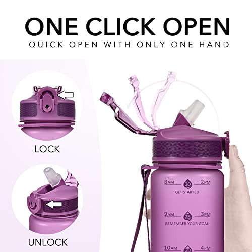 Plastic Water Bottle With Straw & Time Marker