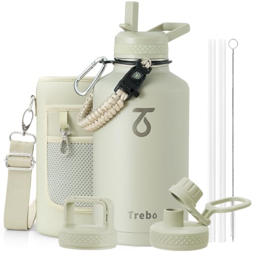64 oz Water Bottle Stainless Steel with 3 Lids